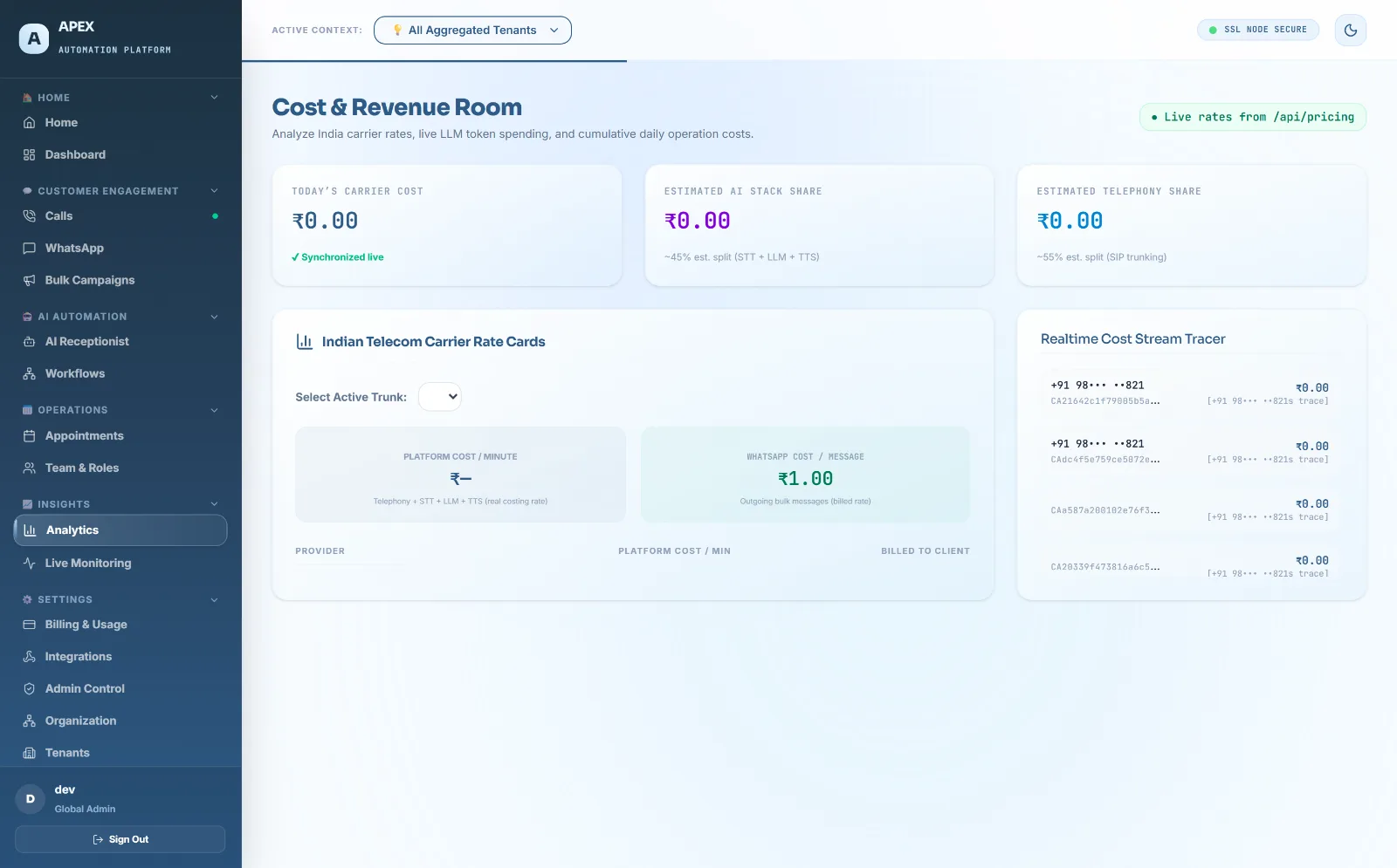See exactly what every call costs