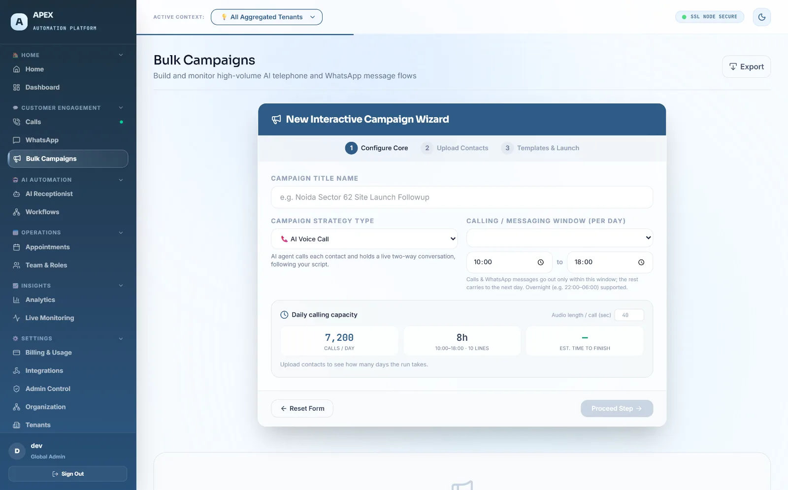 Launch calling campaigns in minutes